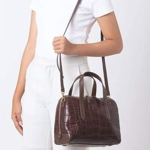 Fossil Croco Crossbody Brown Satchel EUC